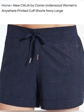 CALIA Women’s Anywhere Printed Cuff Shorts Navy - Small | Inseam 8”